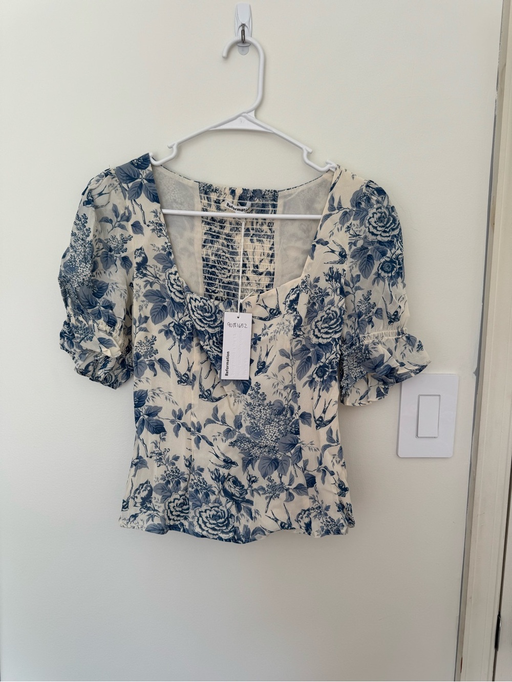 NWT Reformation Blue Floral Top